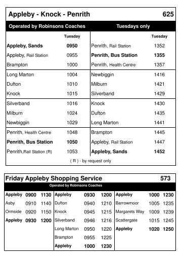 Appleby Local Service [May 2011] - Cumbria County Council