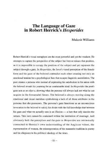 The Language of Gaze Robert Herrick's Hesperides