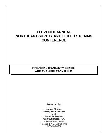 financial guaranty bonds and the appleton rule - Forcon International