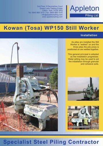 Kowan (Tosa) WP150 - Appleton Piling Ltd
