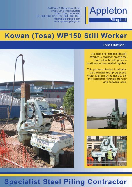 Kowan (Tosa) WP150 - Appleton Piling Ltd