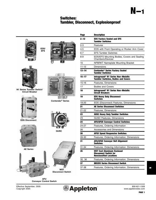 N1-Switches, Tumbler, Disconnect, Explosionproof