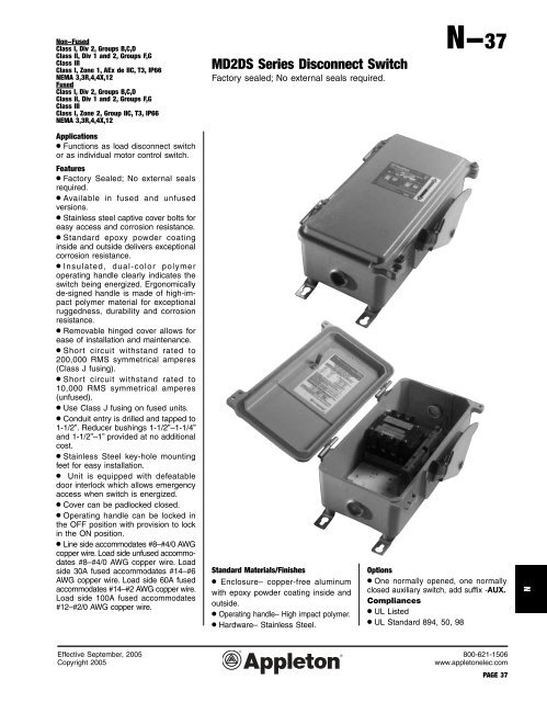 N1-Switches, Tumbler, Disconnect, Explosionproof