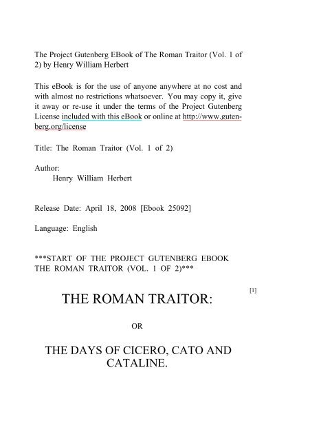 The Roman Traitor (Vol. 1 of 2) - The UK Mirror Service