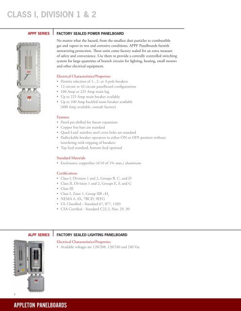 Appleton Panelboards Brochure - Emerson Industrial Automation