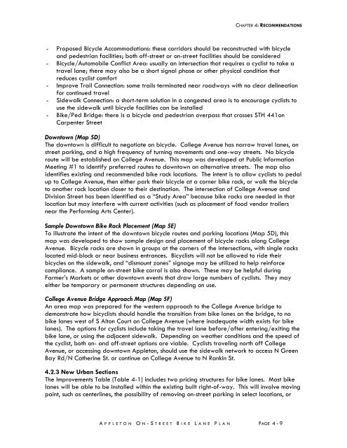 City of Appleton On-Street Bike Lane Plan