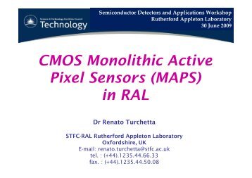CMOS Monolithic Active Pixel Sensors (MAPS) in RAL - STFC
