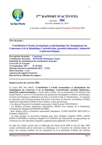 304 Rapport activités A3 2010.pdf - Sud Expert Plantes - IRD