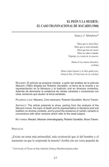 El peón y la muerte - Centro de Investigaciones sobre América ...