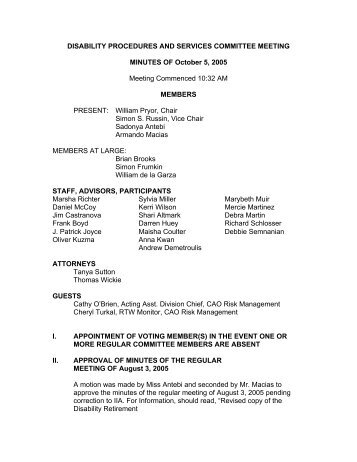 Archives: Disability Committee Minutes 10-05-05 - LACERA