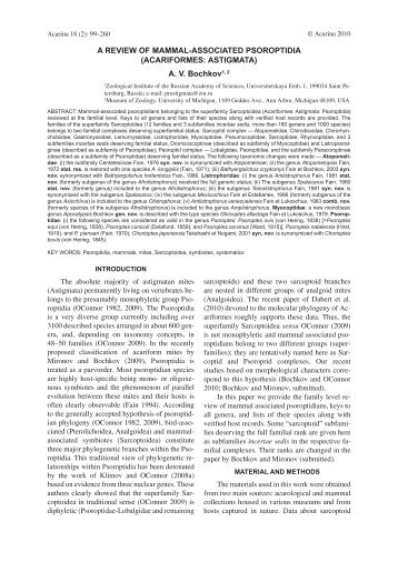 A REvIEw Of MAMMAL-ASSOCIATED PSOROPTIDIA - University of ...