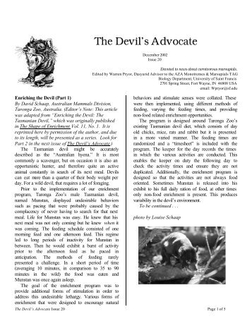 The Devil's Advocate - Marsupialandmonotreme.org