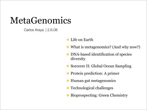 Special topic: Metagenomics - Genome Sciences