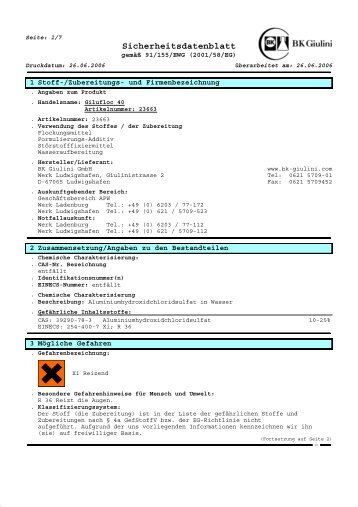 Sicherheitsdatenblatt