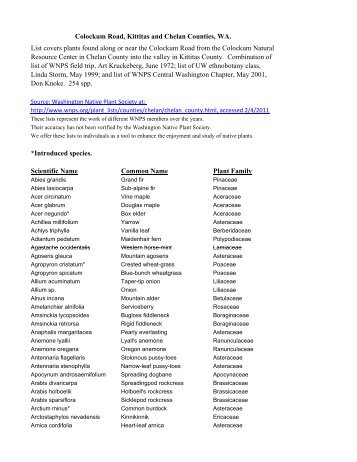 Native Plant List: Adobe PDF - WSU Extension Counties