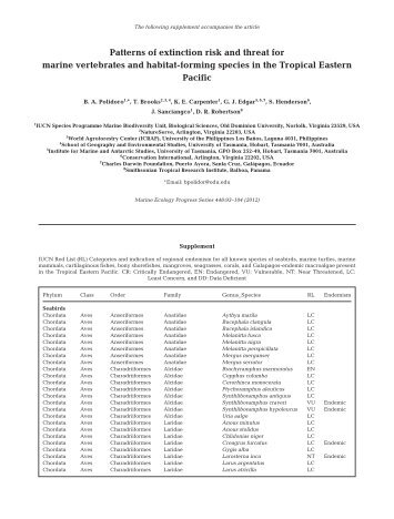 Patterns of extinction risk and threat for marine vertebrates and ...