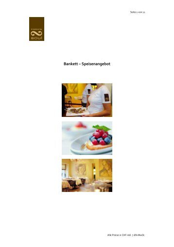 Bankett – Speisenangebot - Trattoria & Soul