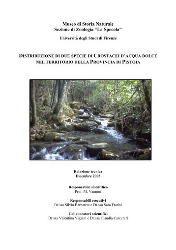 Relazione Tecnica: Distribuzione di due specie di crostacei d'acqua ...