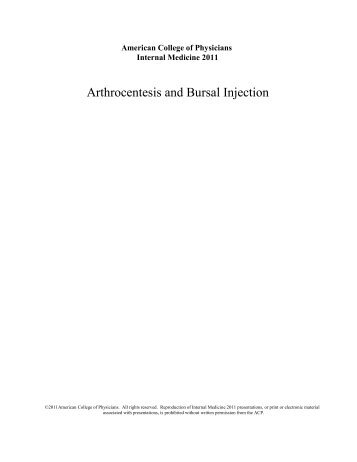 Arthrocentesis and Bursal Injection - American College of Physicians