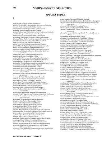 NOMINA INSECTA NEARCTICA a SPECIES INDEX