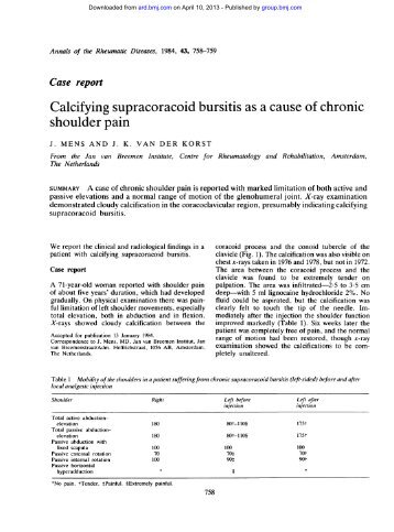 Calcifying supracoracoid bursitis as a cause of chronic shoulder pain