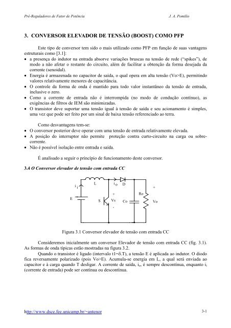 3. conversor elevador de tensão (boost) como pfp - D.s.c.e. - Unicamp