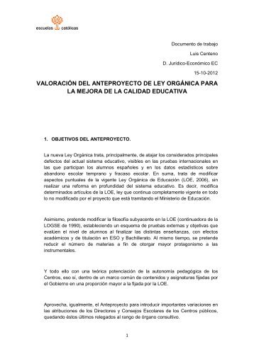 Valoración Antep LOMCE _15-10-12_ - Consejo Escolar de Navarra