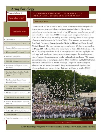 Army Sociology newsletter SPRING-FALL 2009 - West Point