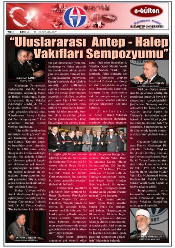 “Uluslararası Antep - Halep Vakıfları Sempozyumu” - Gaziantep ...