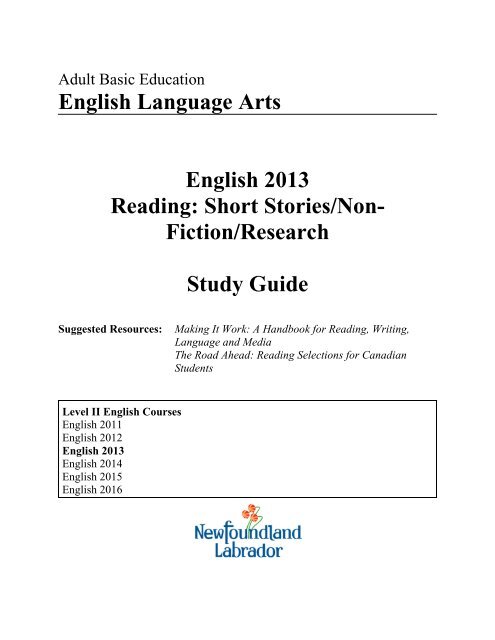 English 2013 Study Guide