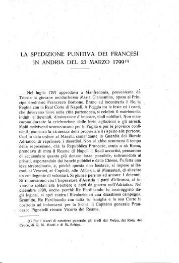 La spedizione punitiva dei francesi in Andria del 23 marzo 1799