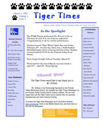 Tiger Times - Putnam Valley Central School District