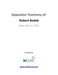 Deposition Testimony of: Robert Bodek - Broadcast Interactive Media