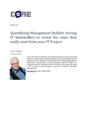 Quantifying Management Bullshit - Tom Gilb & Kai Gilb