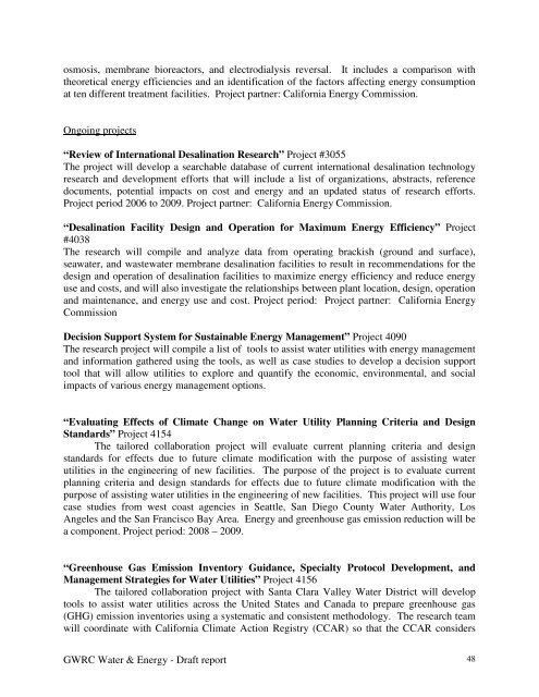 Water and Energy - Draft Report of the GWRC Research ... - IWA