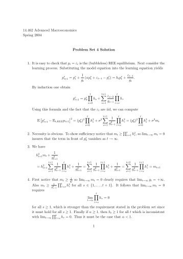 14.462 Advanced Macroeconomics Spring 2004 Problem Set 4 ...