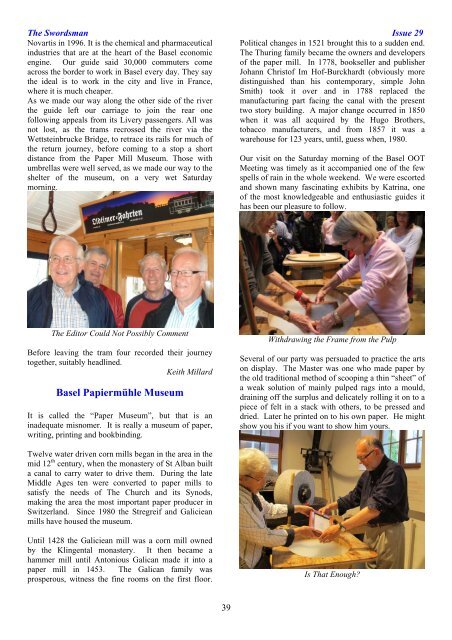 The Worshipful Company of Engineers The Swordsman Newsletter ...