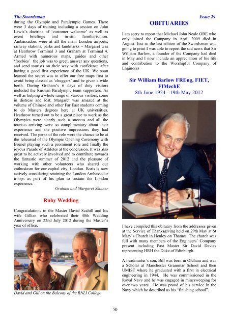 The Worshipful Company of Engineers The Swordsman Newsletter ...