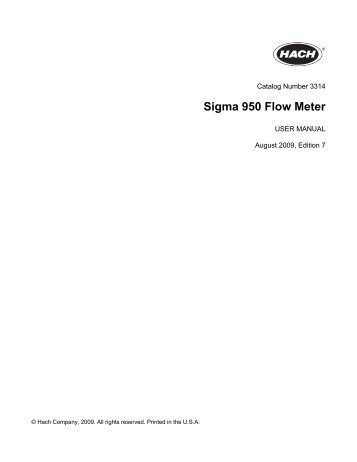 Sigma 950 Flow Meter Manual - Hach Flow