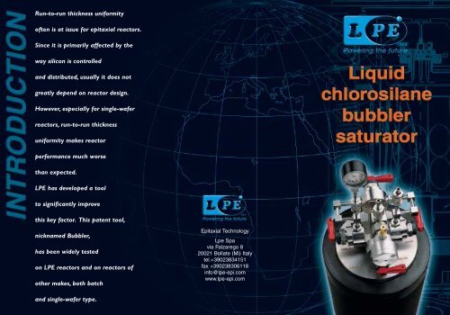 Bubbler brochure - LPE Spa
