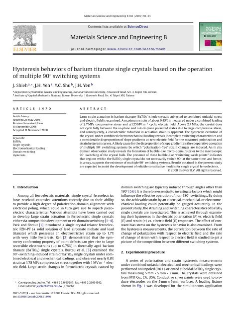 Hysteresis behaviors of barium titanate single crystals based