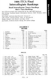 1986 ITCA Final Intercollegiate Rankings - Intercollegiate Tennis ...