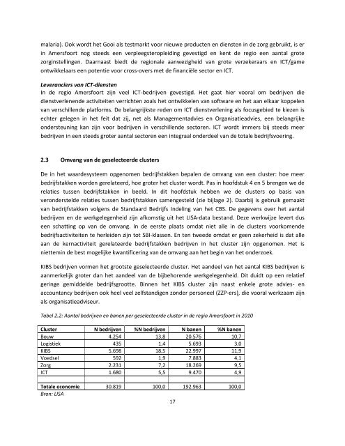 Vitale bedrijvenclusters in de regio Amersfoort - Nirov