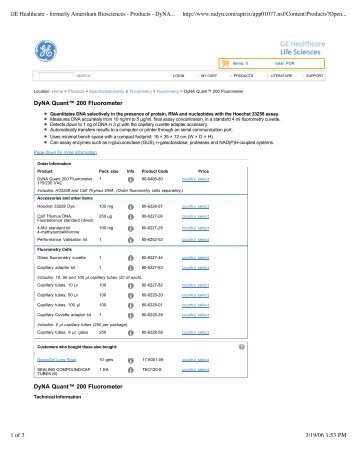 GE Healthcare - formerly Amersham Biosciences - Products - DyNA ...