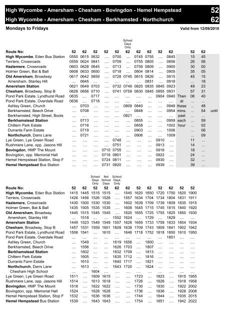 arriva bus from high wycombe to hemel hempstead