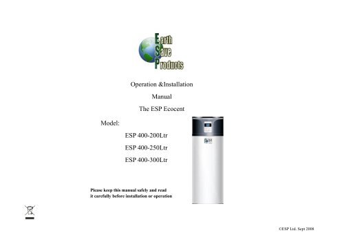 Operation u0026amp;Installation Manual The ESP Ecocent ... - Heat and Plumb