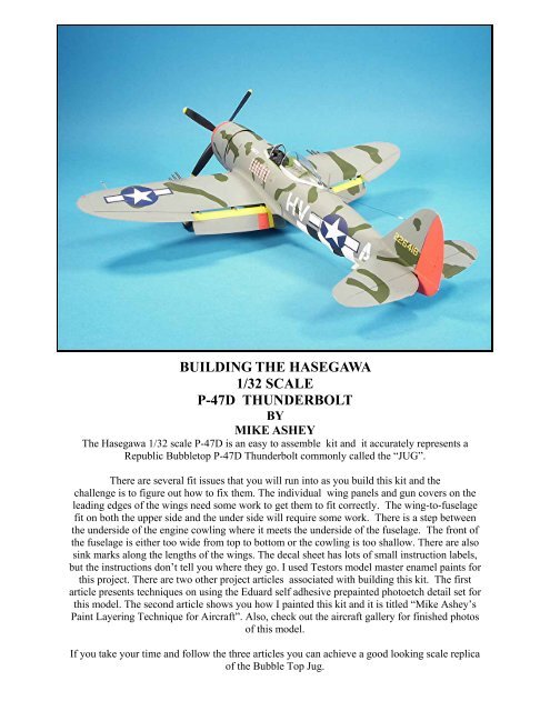 building the hasegawa 1/32 scale p-47d - mike ashey productions ...