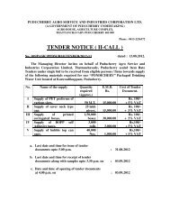 TENDER NOTICE ( II-CALL ) - Government of Puducherry