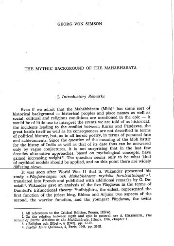 The mythic background of the Mahabharata