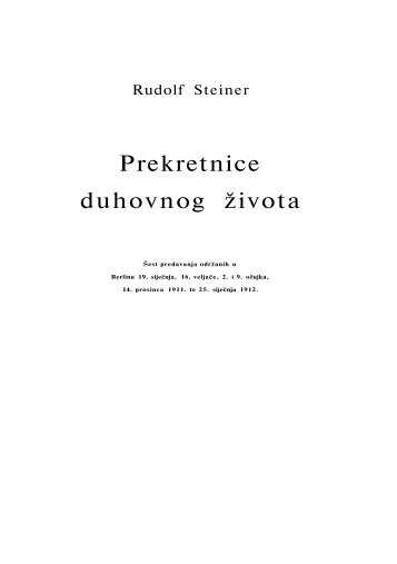 Prekretnice duhovnog života - Antropozofija